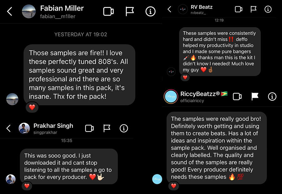 Producer reviews of WavGrind samples from Fabian Miller, RV Beatz, Prakhar Singh and RiccyBeatzz