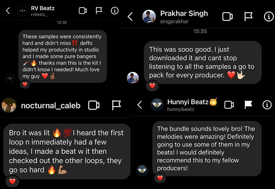 Producer reviews of WavGrind samples from RV Beatz, Prakhar Singh, nocturnal_caleb and Hunnyi Beatz